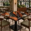 Custom Walnut Live Edge Epoxy Restaurant Table Top with Grey Epoxy RTT012