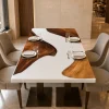 Custom Walnut Live Edge Epoxy Restaurant Table Top with White Epoxy RTT018