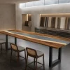 Custom Walnut River Epoxy Restaurant Table Top with Grey Epoxy RTT025