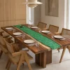 Custom Walnut River Epoxy Restaurant Table Top with Green Epoxy RTT036