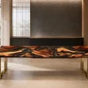 Custom Walnut Live Edge Epoxy Restaurant Table Top with Black Epoxy RTT037