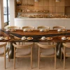 Custom Walnut River Epoxy Restaurant Table Top with Black Epoxy RTT038