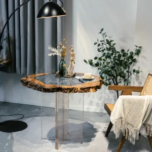 Custom Live Edge Epoxy Side Tables with Grey Epoxy ST004