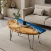 Custom Ocean & Beach Epoxy Side Tables with Blue Epoxy ST008