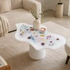 Custom Epoxy Flower Epoxy Side Tables with White Epoxy ST013