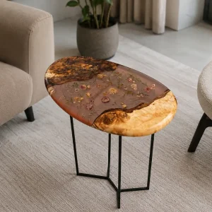 Custom Epoxy Flower Epoxy Side Tables with Flower Epoxy ST014