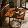Custom River Epoxy Side Tables with Black Epoxy ST025