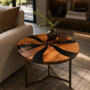Custom Epoxy Side Tables with Black Epoxy ST028