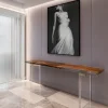 Custom Walnut Live Edge Epoxy Console Tables with Crystal Clear Epoxy WCS001