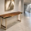 Custom Walnut Live Edge Epoxy Console Tables with Black Epoxy WCS004