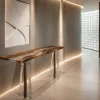Custom Walnut River Epoxy Console Tables with Crystal Clear Epoxy WCS005