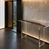 Custom Walnut Live Edge Epoxy Console Tables with Crystal Clear Epoxy WCS006