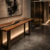 Custom Walnut River Epoxy Console Tables with Black Epoxy WCS011