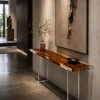 Custom Walnut Live Edge Epoxy Console Tables with Crystal Clear Epoxy WCS012
