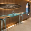 Custom Walnut Ocean & Beach Epoxy Console Tables with Blue Epoxy WCS026