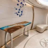Custom Walnut Ocean & Beach Epoxy Console Tables with Blue Epoxy WCS029