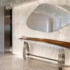 Custom Walnut Live Edge Epoxy Console Tables with White Epoxy WCS034