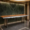 Custom Walnut Live Edge Epoxy Console Tables with Crystal Clear Epoxy WCS038