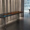 Custom Walnut Live Edge Epoxy Console Tables with Galaxy Epoxy WCS041