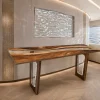 Custom Walnut River Epoxy Console Tables with Crystal Clear Epoxy WCS043