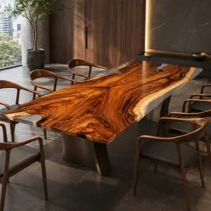 Custom Walnut Crystal Clear Live Edge Conference Tables WCT001