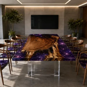 Custom Walnut Galaxy Live Edge Conference Table | WCT003