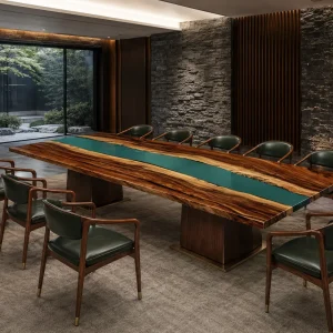 Custom Walnut Ocean Blue Blue River Conference Tables WCT006