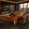Custom Walnut Crystal Clear Live Edge Conference Tables WCT007