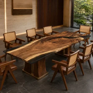 Custom Walnut Grey Live Edge Conference Tables WCT009