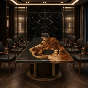 Custom Walnut Grey Black River Conference Tables WCT010