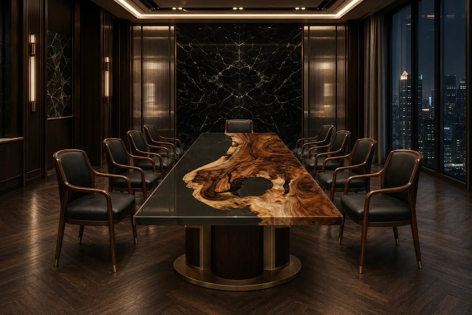 Custom Walnut Grey Black River Conference Tables WCT010