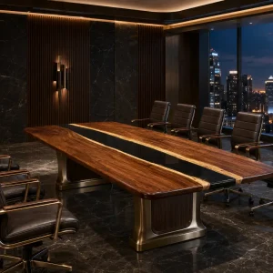 Custom Walnut Black Black River Conference Tables WCT011