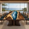 Custom Walnut Ocean Blue Blue River Conference Tables WCT012