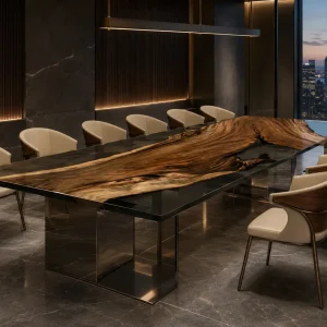 Custom Walnut Black Black River Conference Tables WCT013
