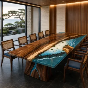 Custom Walnut Ocean Blue Ocean Blue Conference Tables WCT018