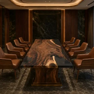 Custom Walnut Grey Live Edge Conference Tables WCT019