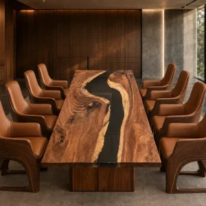 Custom Walnut Black Black River Conference Tables WCT020