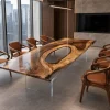 Custom Walnut Crystal Clear Live Edge Conference Tables WCT024