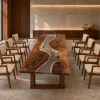 Custom Walnut Crystal Clear Live Edge Conference Tables WCT030