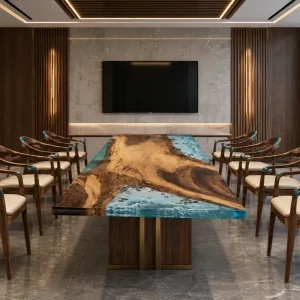 Custom Walnut Ocean Blue Ocean Blue Conference Tables WCT035