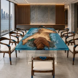 Custom Walnut Ocean Blue Ocean Blue Conference Tables WCT038