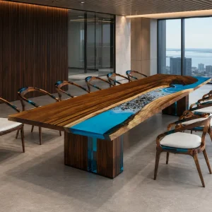 Custom Walnut Ocean Blue Ocean Blue Conference Tables WCT039