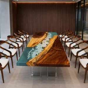 Custom Walnut Ocean Blue Ocean Blue Conference Tables WCT040