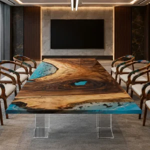 Custom Walnut Ocean Blue Ocean Blue Conference Tables WCT041
