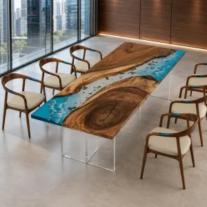 Custom Walnut Ocean Blue Ocean Blue Conference Tables WCT043