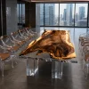 Custom Walnut Crystal Clear Live Edge Conference Tables WCT045