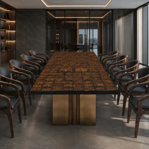 Custom Walnut Black Luxury Conference Tables WCT054