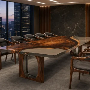 Custom Walnut Grey Live Edge Table Conference Tables WCT059