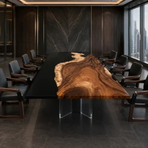 Custom Walnut Black Live Edge Table Conference Tables WCT063