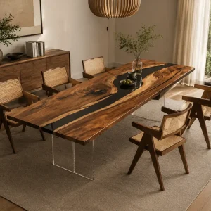 Custom Walnut Black River Dining Table WDT001